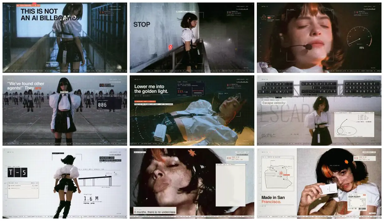 Nine frames from across Portraits inside a corporate dystopia