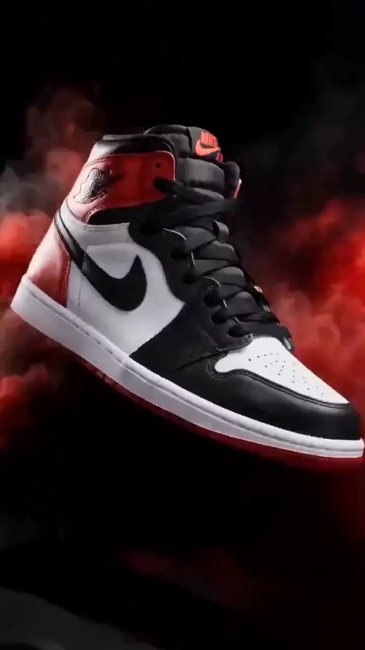 Frame from Red high-top sneaker in crimson smoke