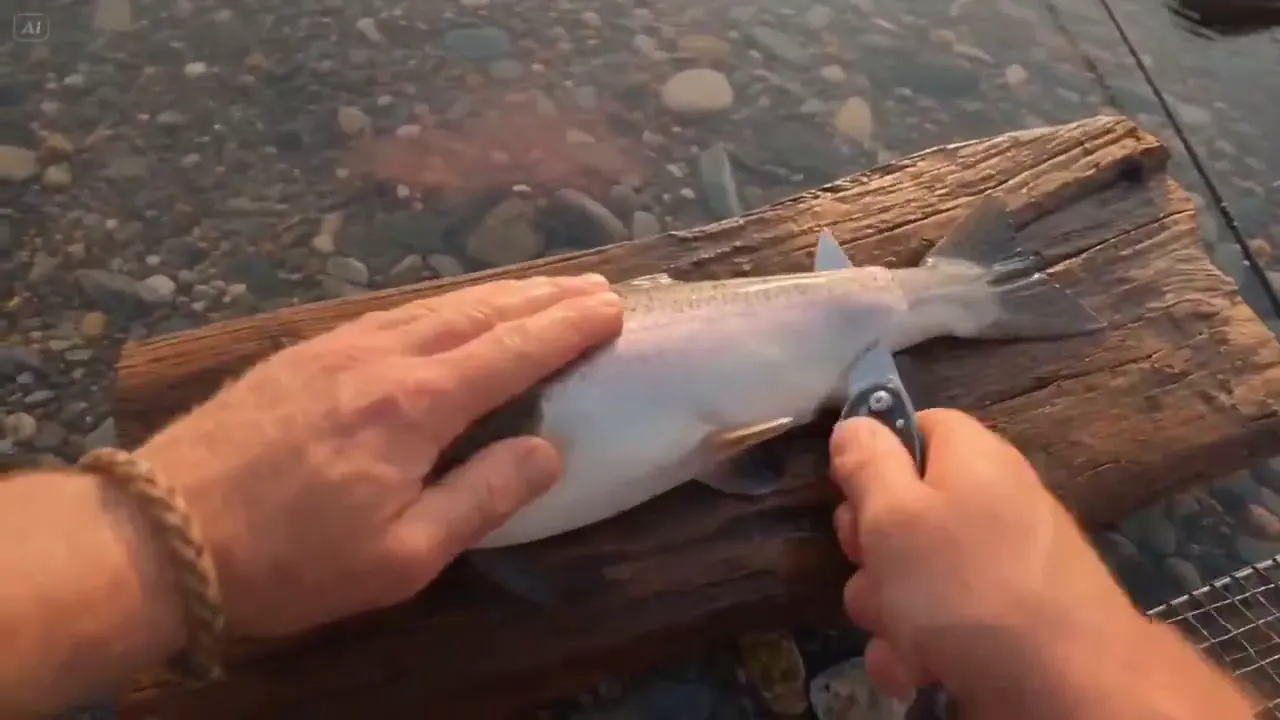 Frame from River trout to campfire meal