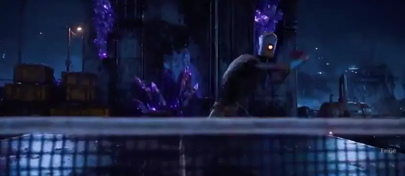 Frame from Robot ping-pong in neon ruins