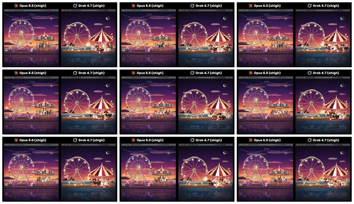 Nine frames from across Seaside ferris wheel and carousel