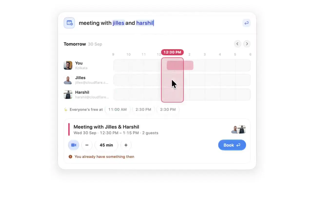 Frame from Shared meeting availability card