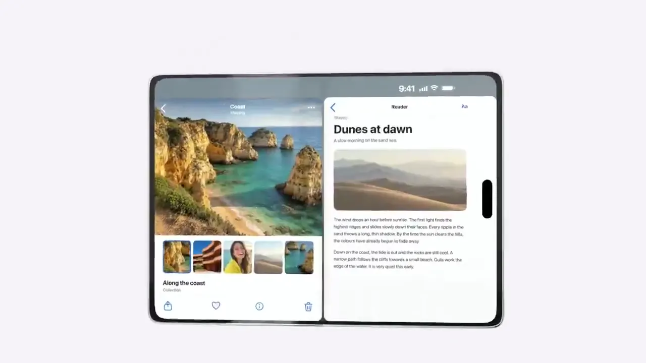 Frame from Silver foldable phone showcase