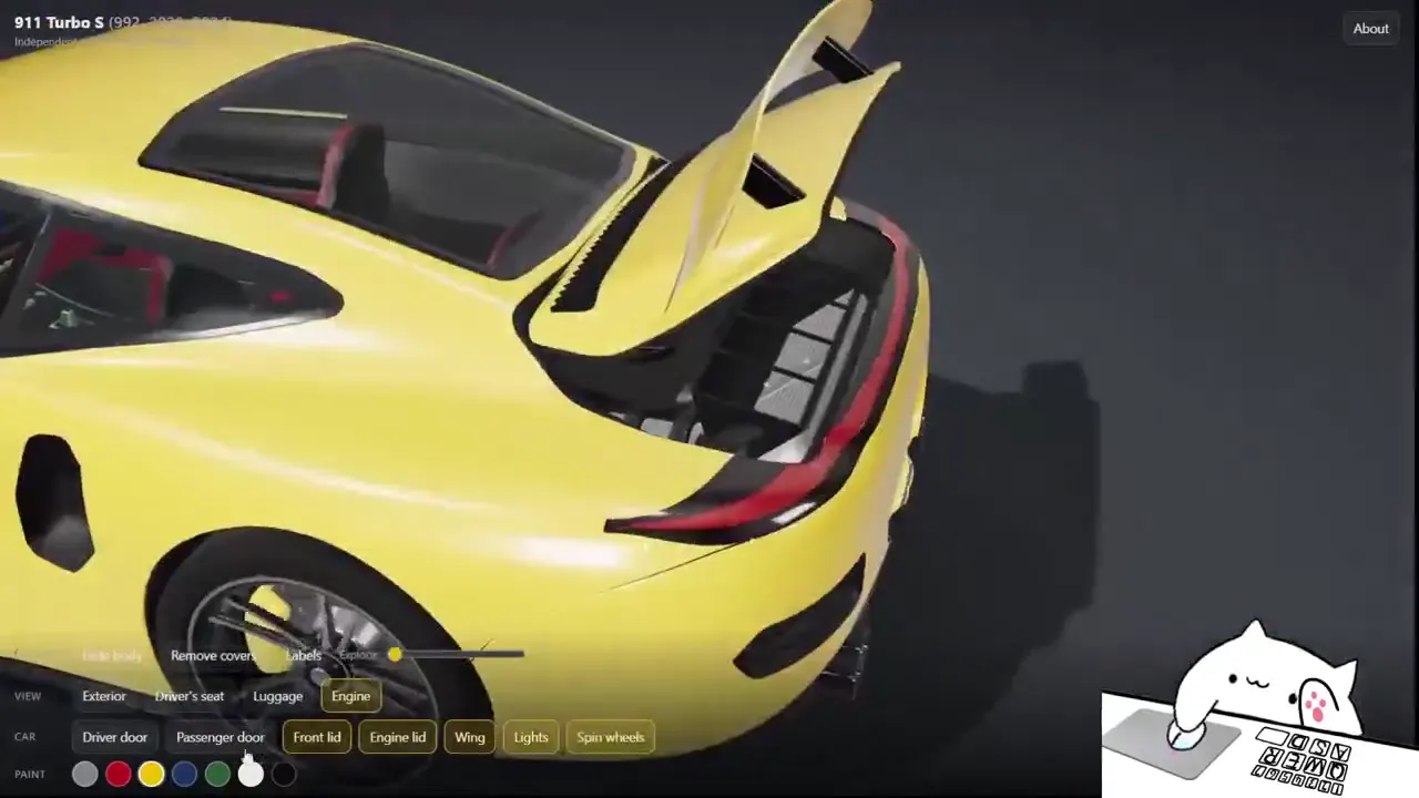 Frame from Sports car configurator and cutaways