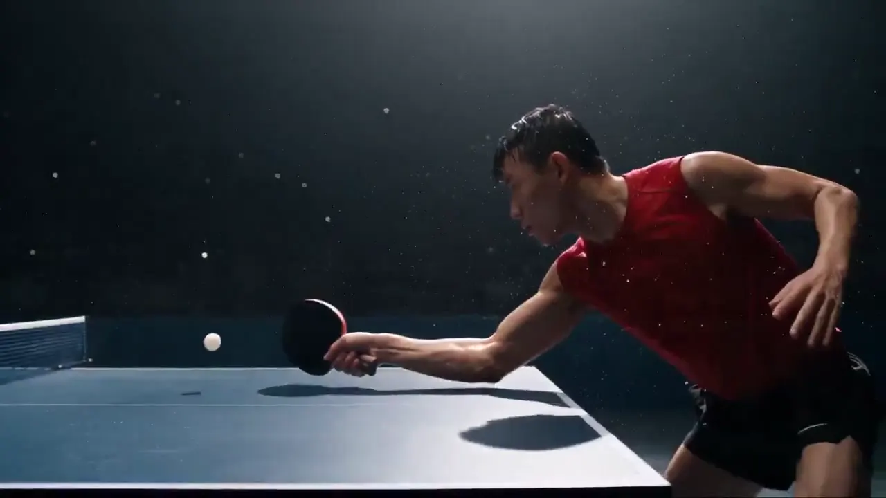 Frame from Table tennis under a spotlight