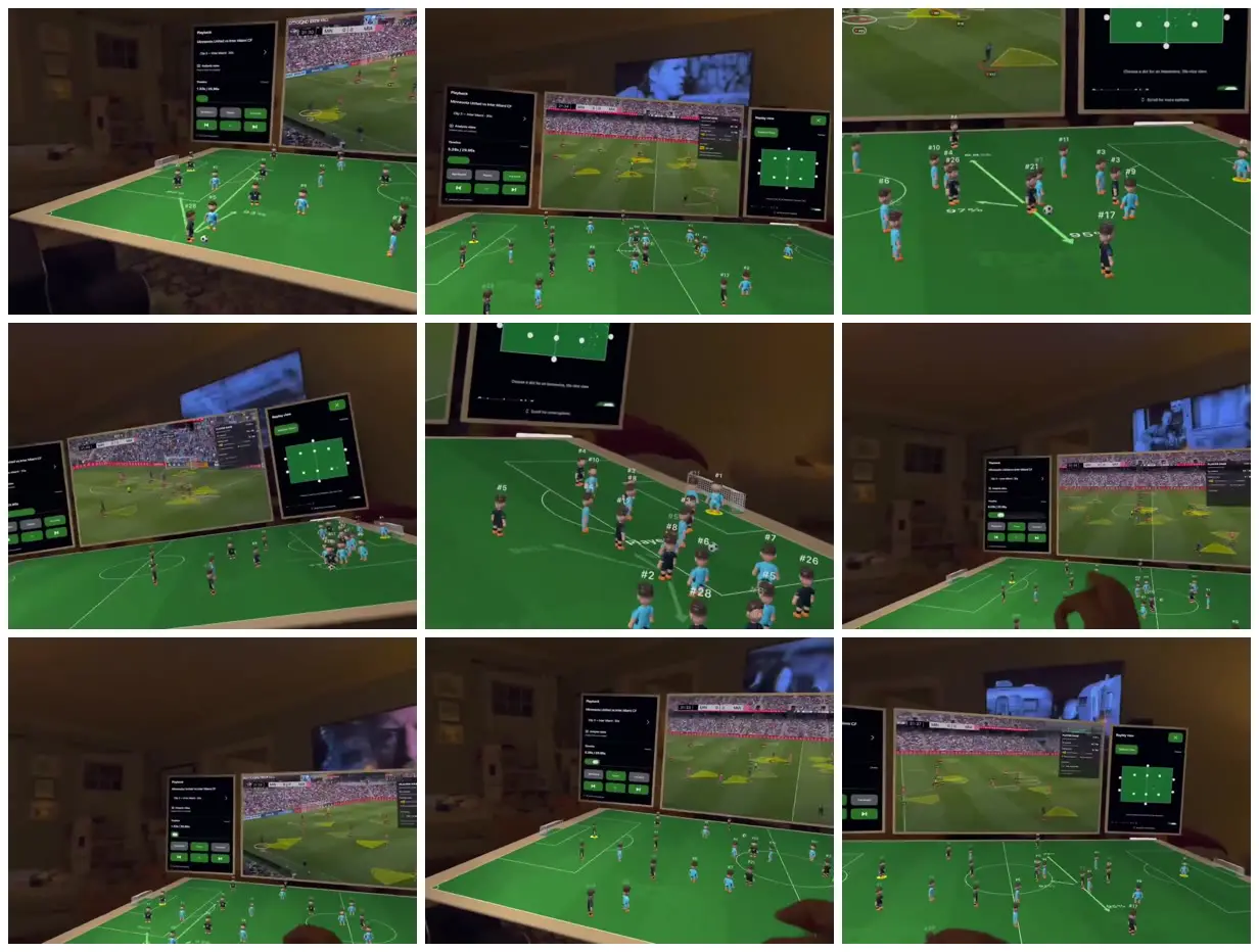 Nine frames from across Tabletop soccer with passing lanes