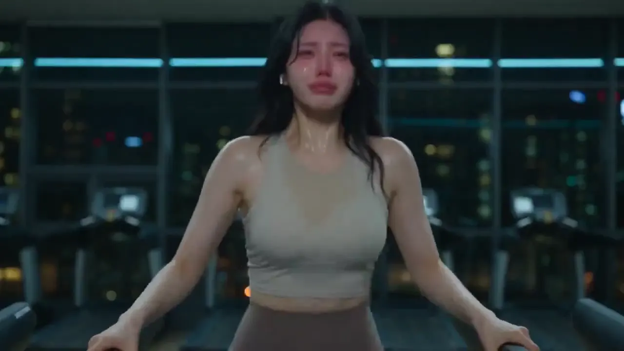 Frame from Tears on a nighttime treadmill