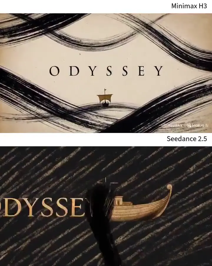 Frame from The Odyssey in ink and waves