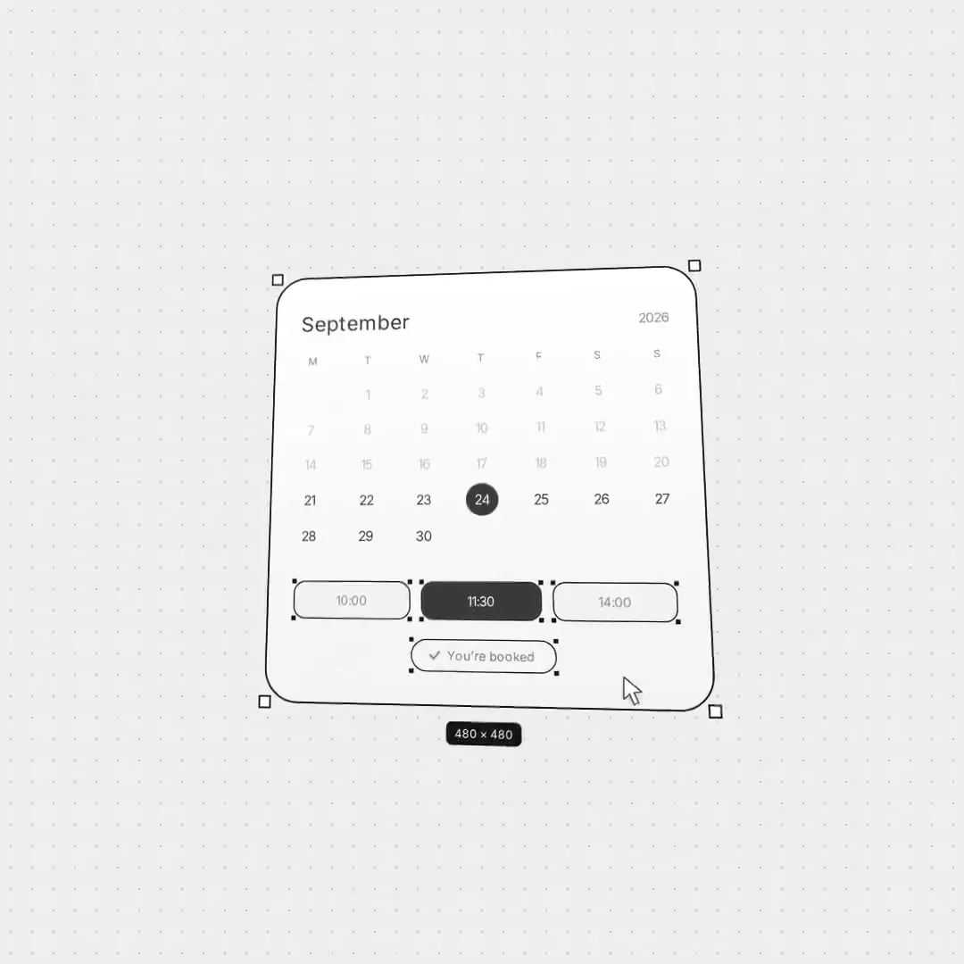 Frame from UI cards with selection outlines