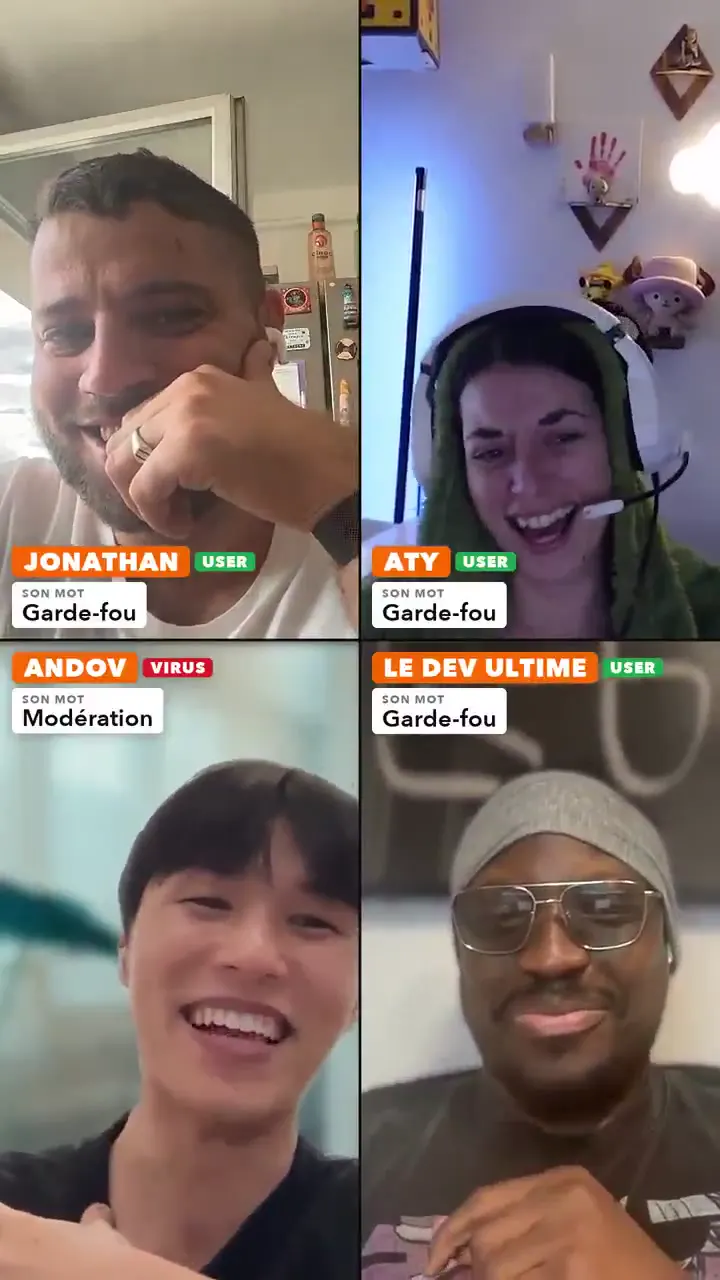 Frame from Undercover players with role cards