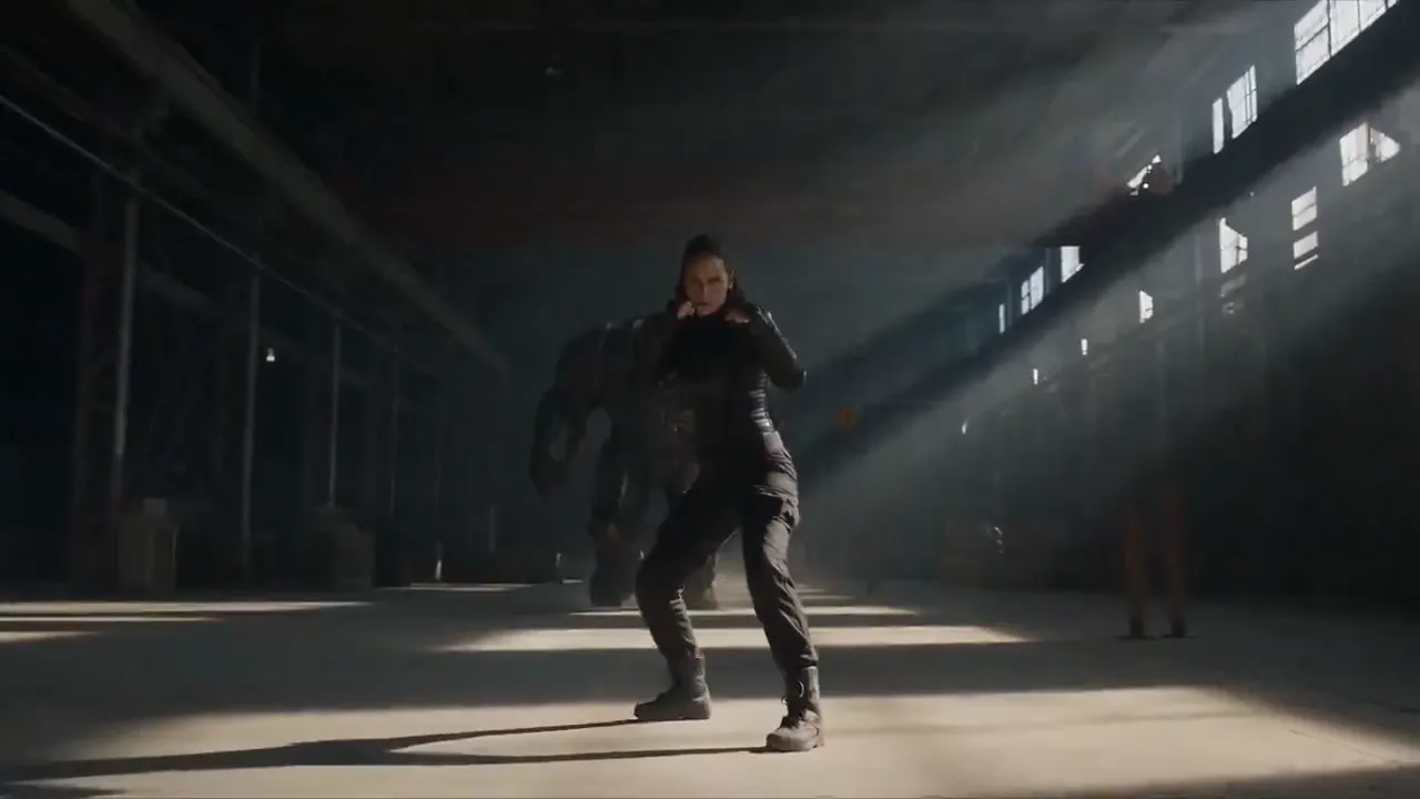 Frame from Warehouse fighter and armored giant