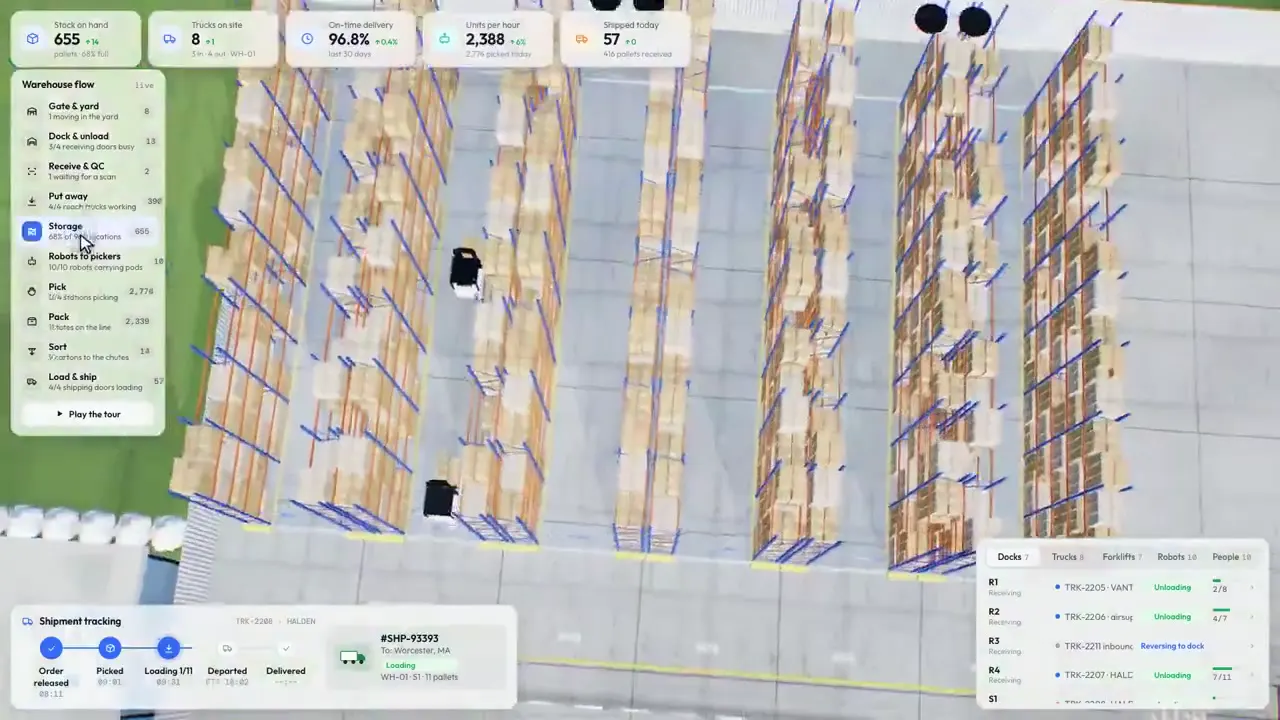 Frame from Warehouse logistics in miniature