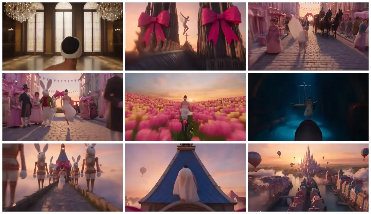 Nine frames from across White-clad heroine in a rabbit kingdom