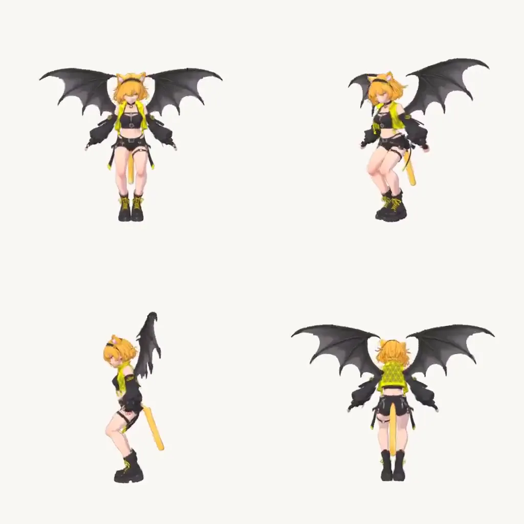 Frame from Winged character pose study