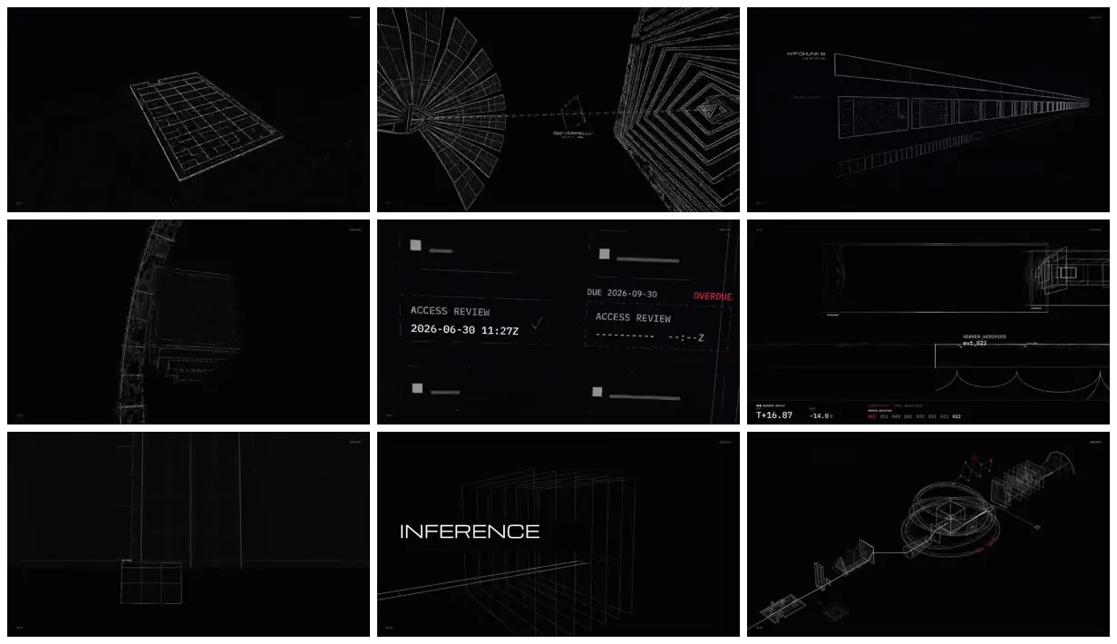 Nine frames from across Wireframe secure-transfer diagrams