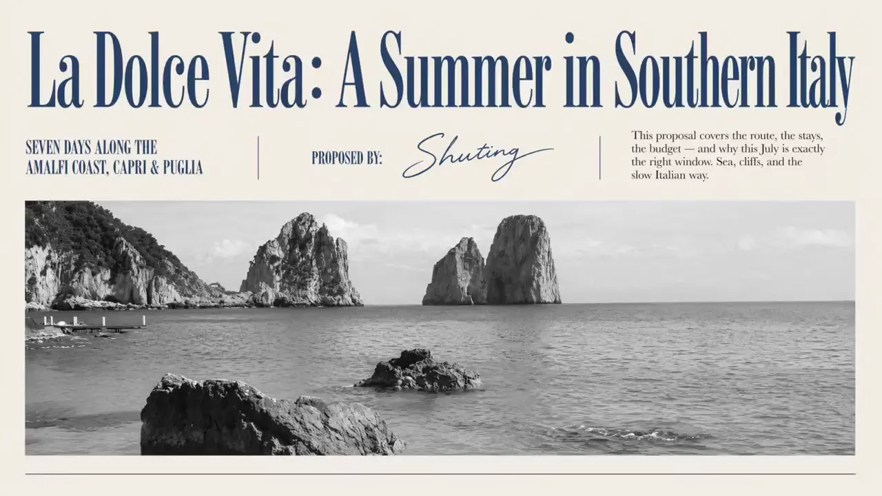 Frame from Southern Italy travel proposal