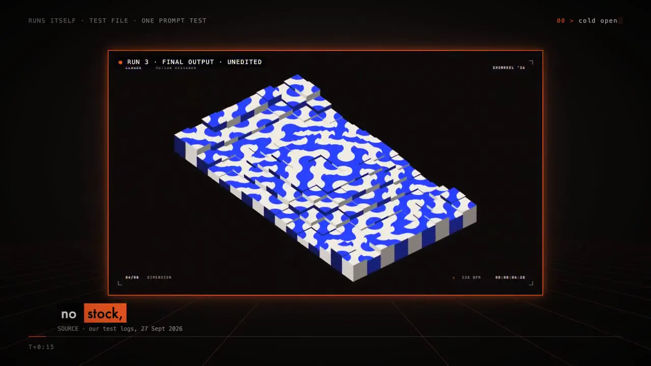 Frame from Viral showreel prompt run three times