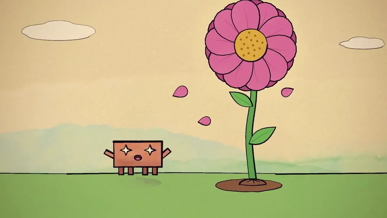 Frame from Clawd plants a seed: a watercolour cartoon