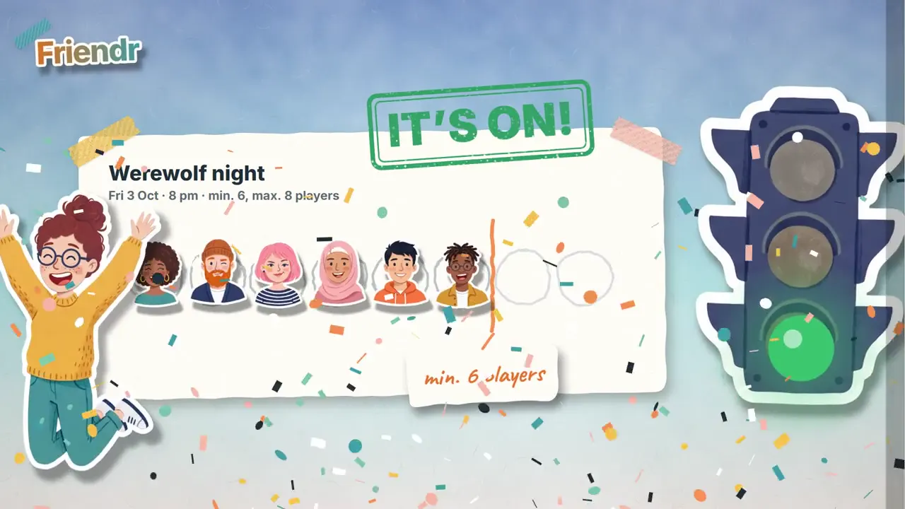 Frame from Paper-collage explainer for an events app