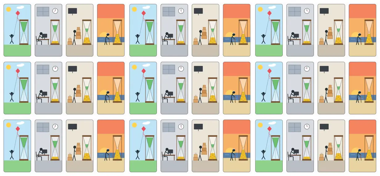 Nine frames from across Wordless take on humanity's biggest scam