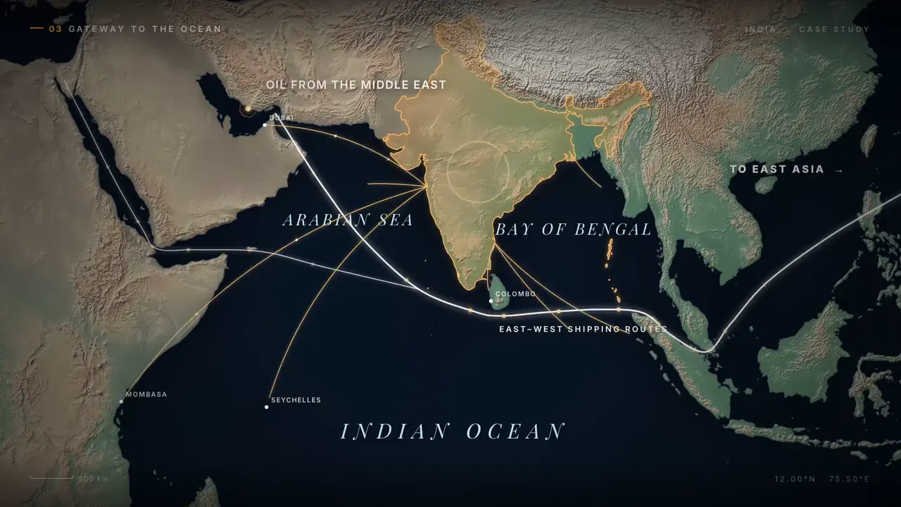 Frame from GCSE geography video on India for Year 10