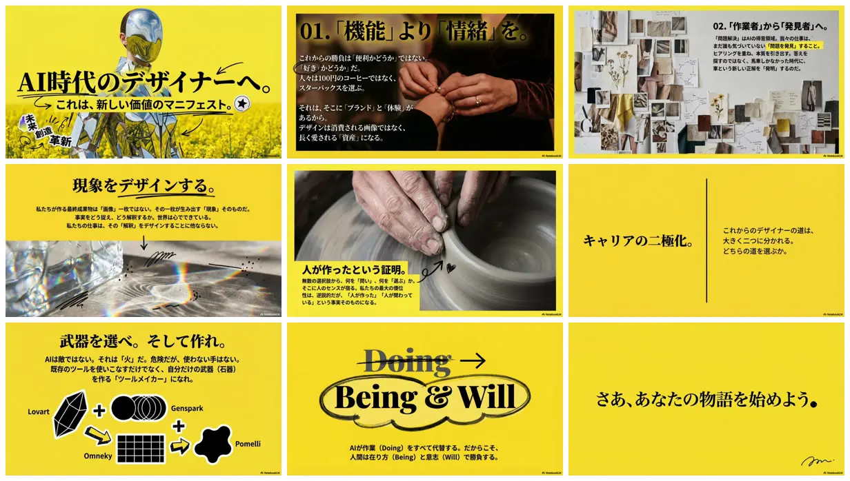 Nine frames from across Yellow fashion-magazine deck